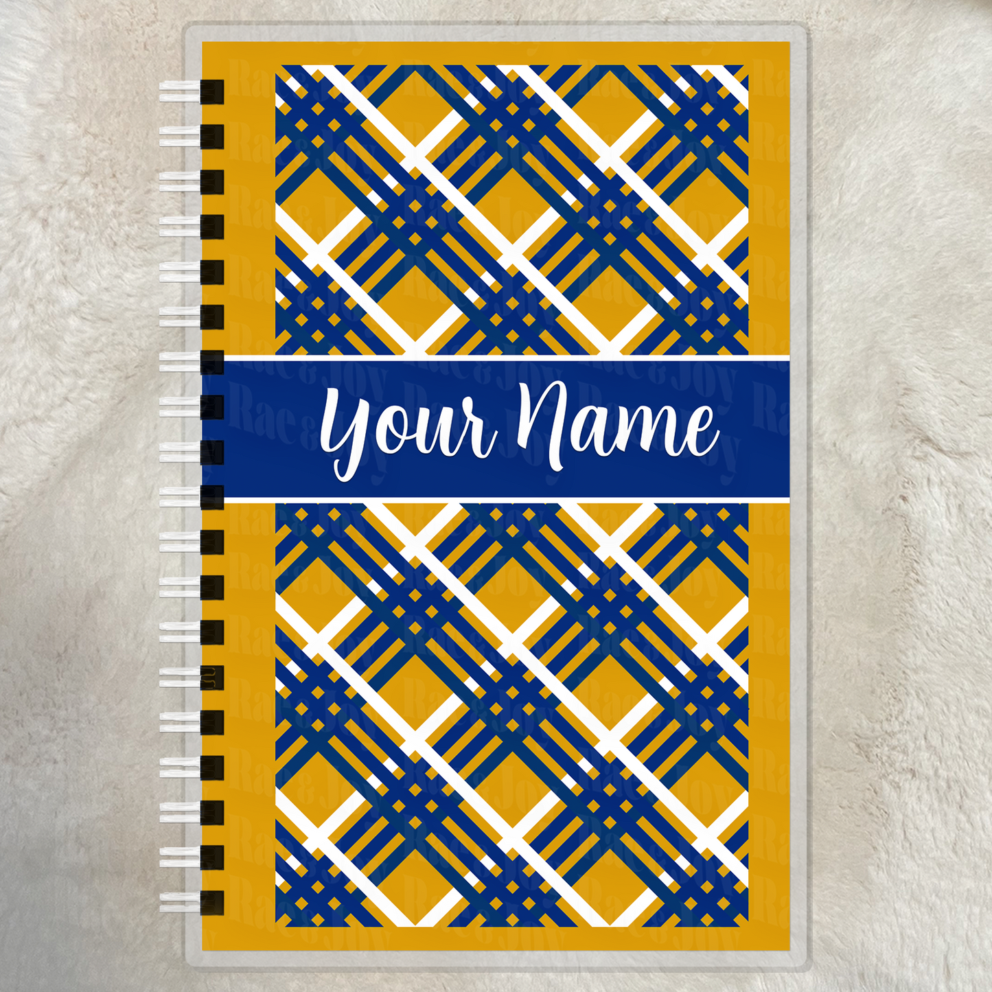Reflections Personalized Lined Christian Journal | Faith Journal & Notebook | Available in 11 Plaid Colors Blue Yellow White