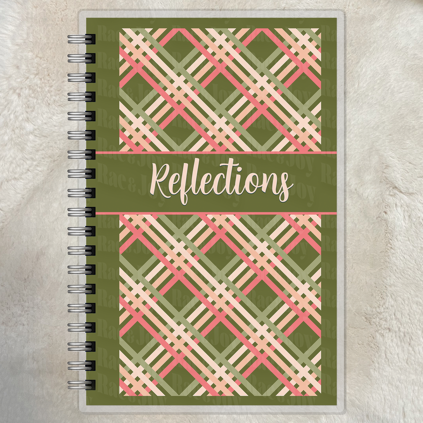 Reflections Personalized Lined Christian Journal | Faith Journal & Notebook | Available in 11 Plaid Colors Green Peach Cream