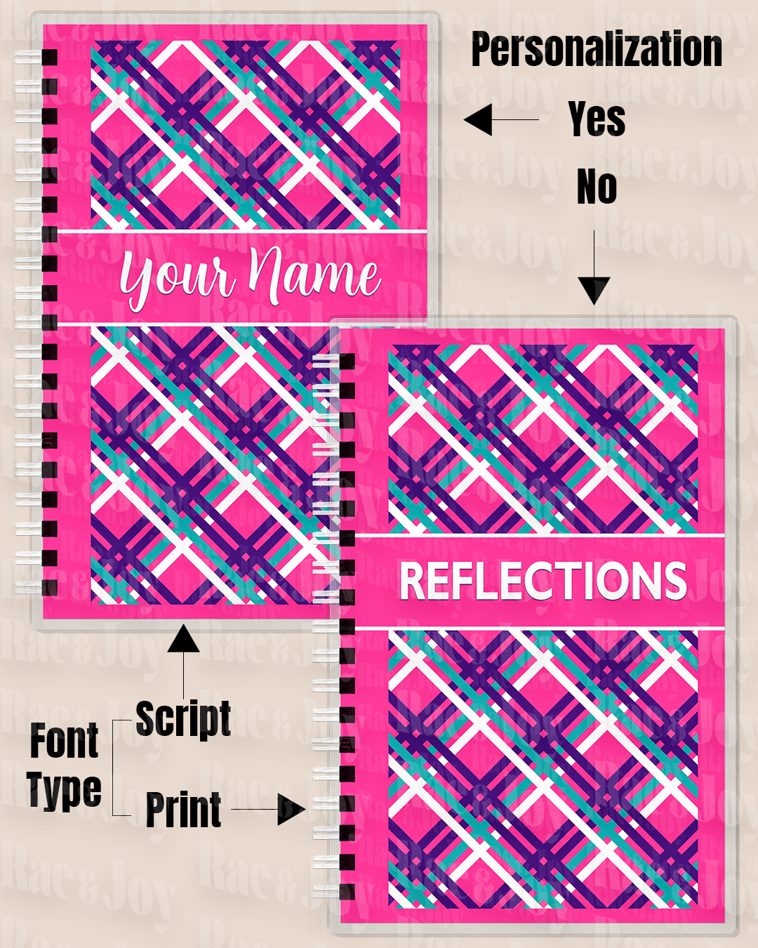 Reflections Personalized Lined Christian Journal | Faith Journal & Notebook | Available in 11 Plaid Colors