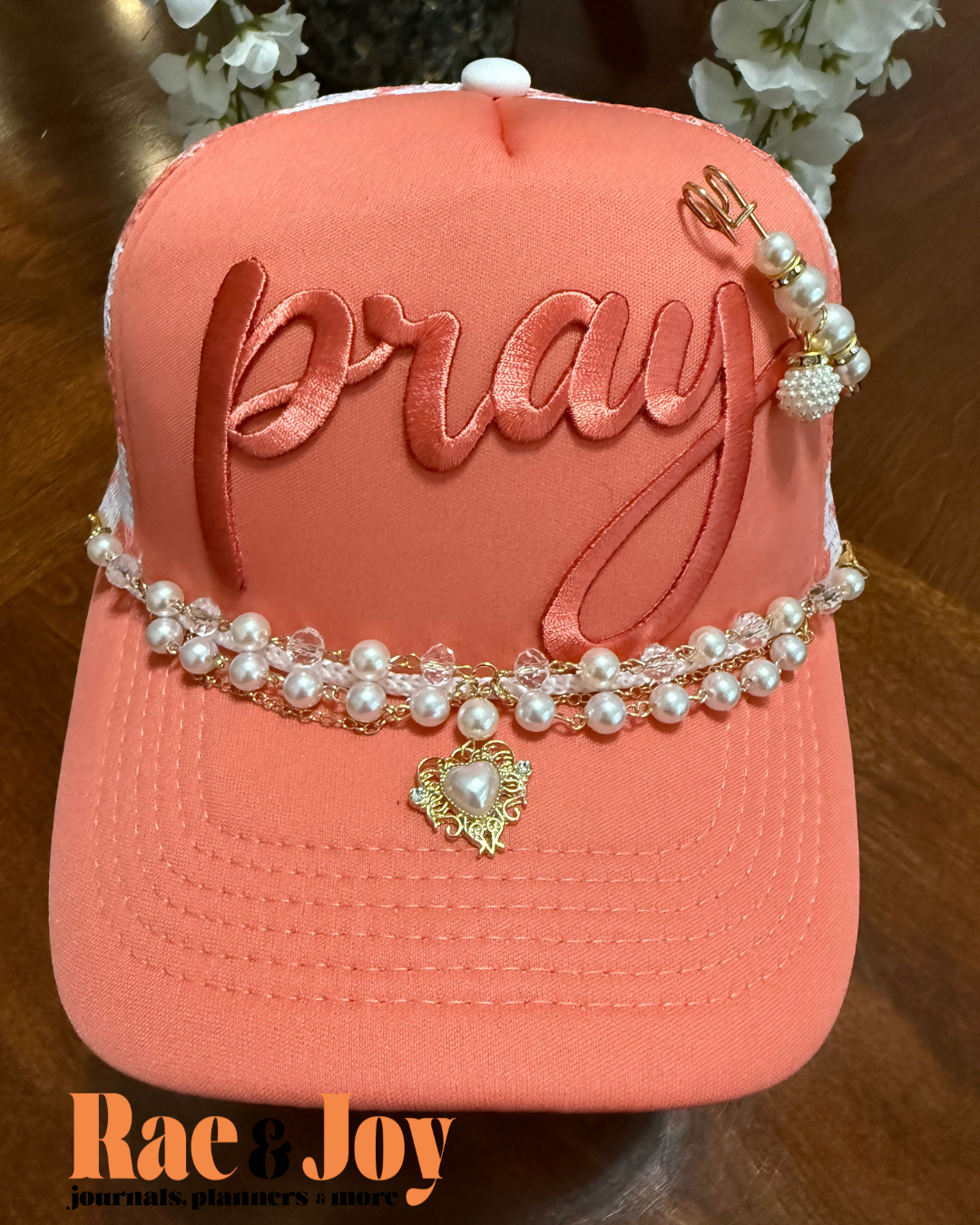 Pray Christian Pearl Embellished Cap | Faith-Inspired Hat for Women