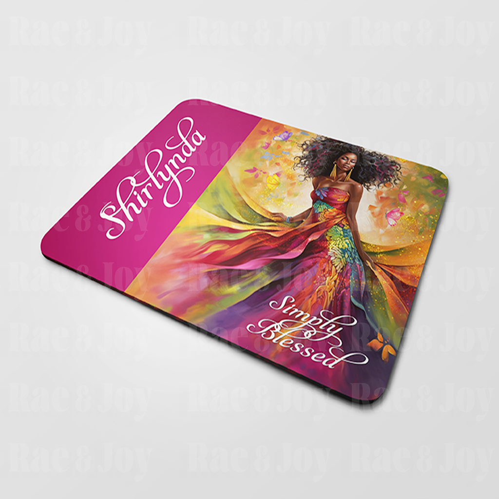 "Simply Blessed" Mouse Pad | African American Woman Mouse Pad | Personalized - Rae & Joy Journals, Planners & More