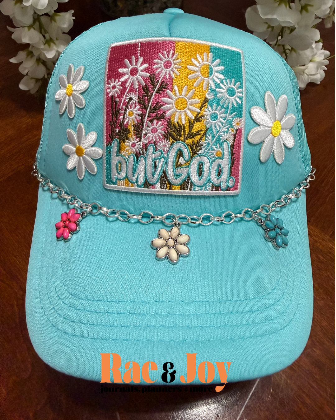 But God Christian Floral Trucker Cap | Faith-Inspired Encouragement Hat for Women