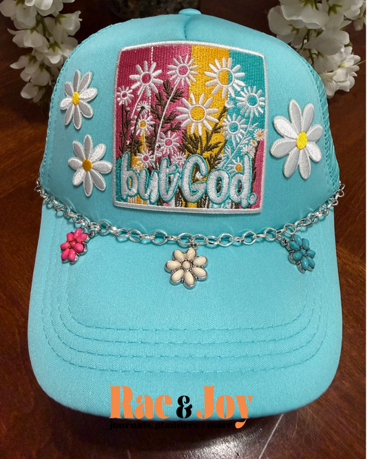 But God Christian Floral Trucker Cap | Faith-Inspired Encouragement Hat for Women