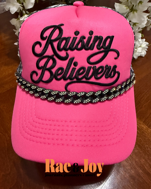 Raising Believers Christian Trucker Cap | Faith-Inspired Hat for Moms and Women
