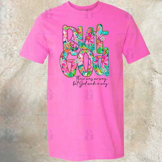 But God Floral Christian T-Shirt Gildan Softstyle | Azalea & White | Sizes S–XXL T-Shirts