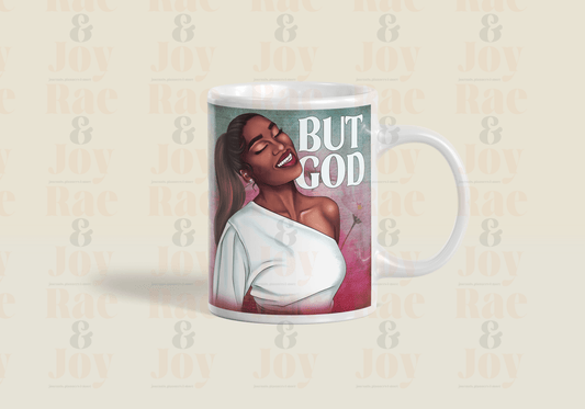 ’But God’ Floral Watercolor African American Woman 15 Oz Mug | Personalized Option