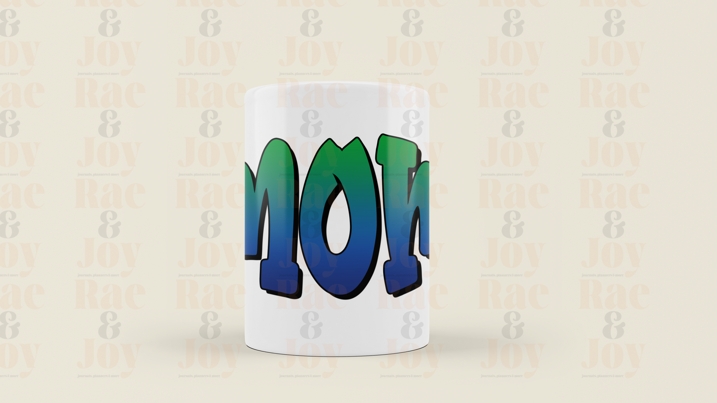 Custom Name Gradient Mug – Personalized 15 Oz Ceramic Coffee Green And Blue Drinkware