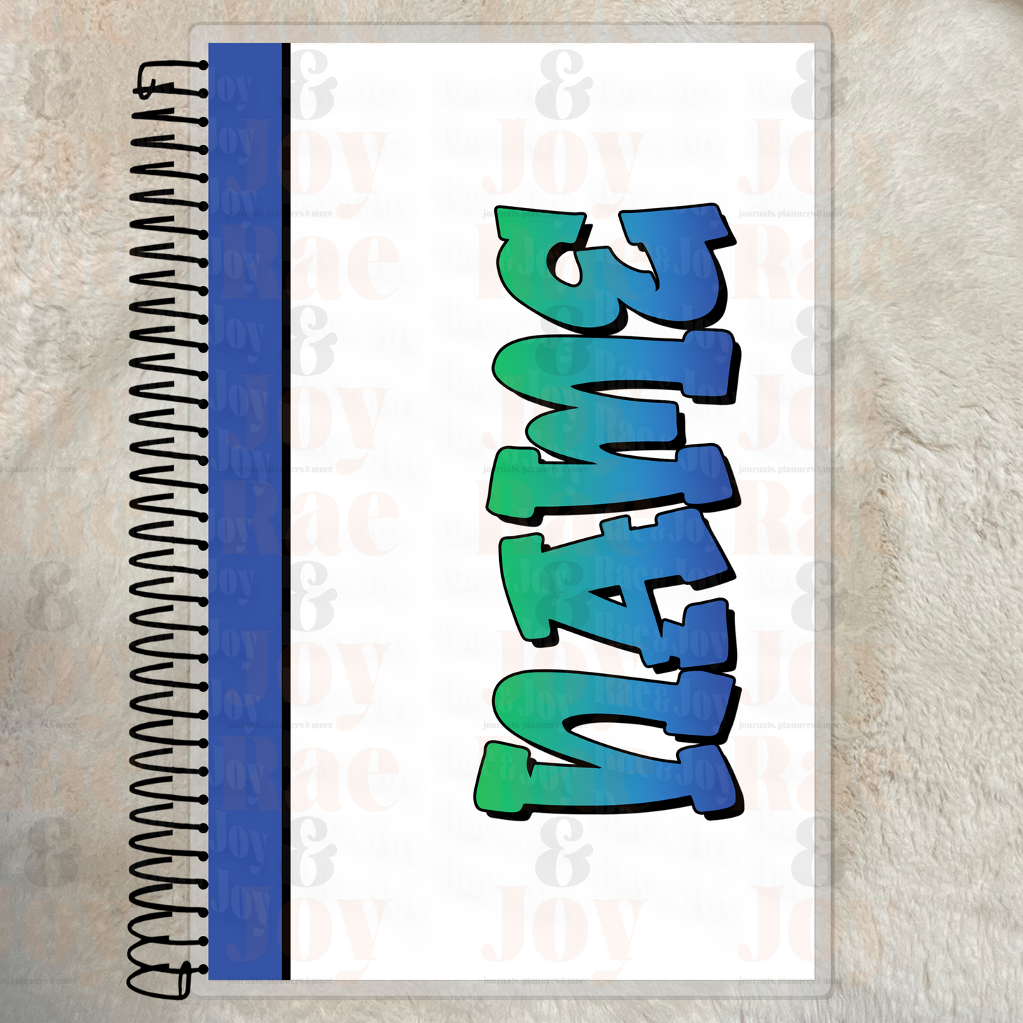 Custom Name Gradient Notebook – Personalized Lined Journal 5.5X8.5’’ Green & Blue Journals/Planners