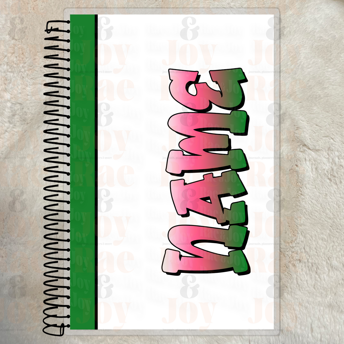 Custom Name Gradient Notebook – Personalized Lined Journal 5.5X8.5’’ White Pink & Green