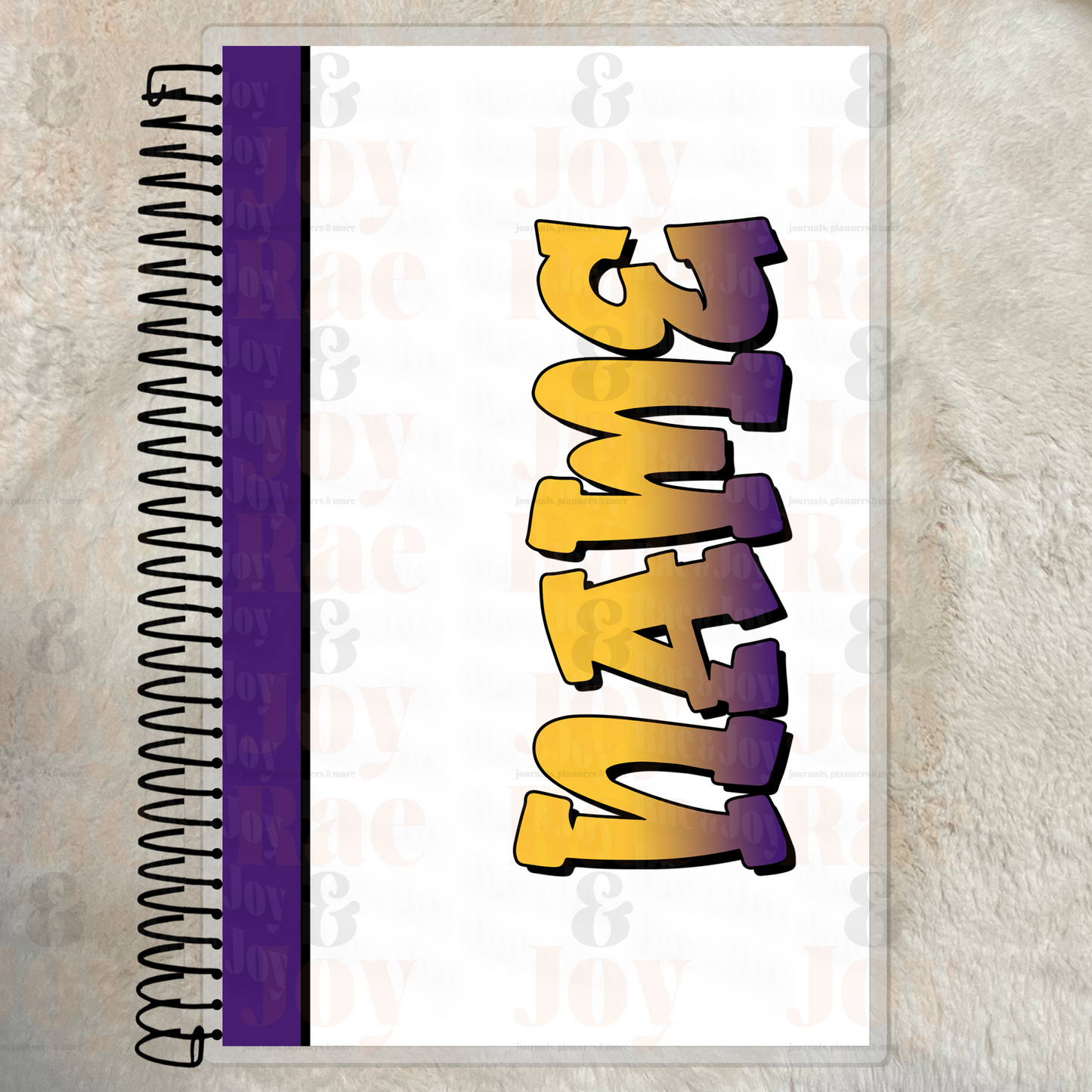 Custom Name Gradient Notebook – Personalized Lined Journal 5.5X8.5’’ Yellow & Purple