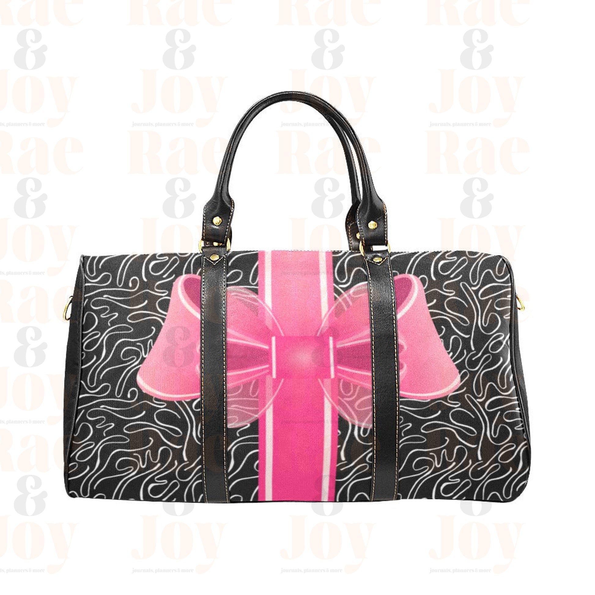 Faith And Favor Abstract Travel Bag With Pink Bow Accent - Large