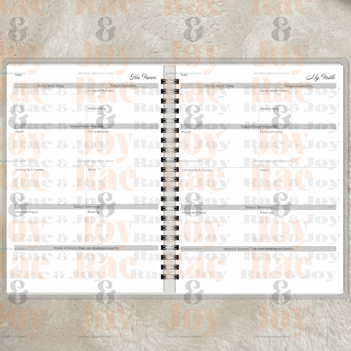 Faith and Favor Lined or Prayer Journal – Personalized Laminated Cover