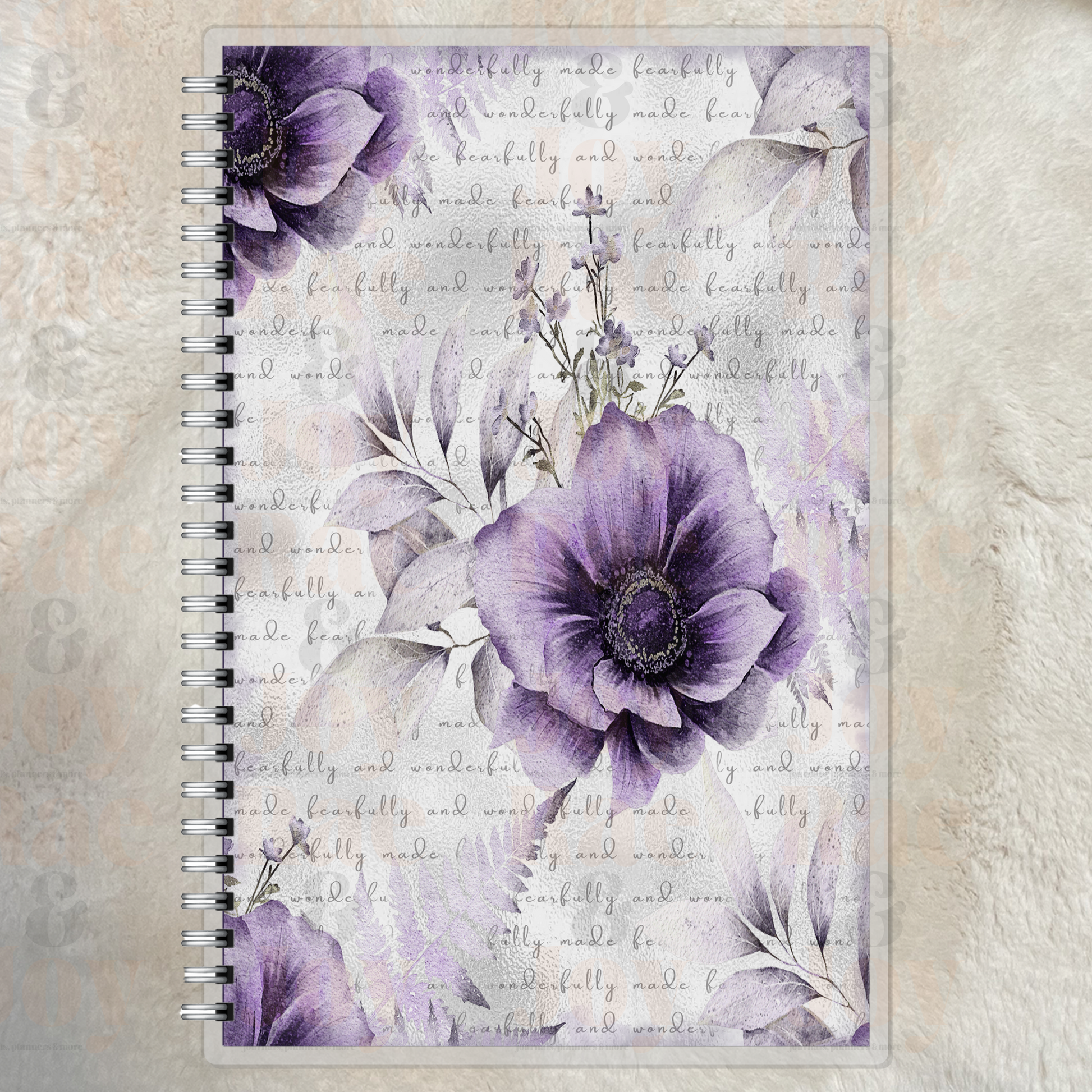 Fearfully and Wonderfully Made Purple Floral Journal or 2025-2026 Planner – Personalized Christian Gift for Women