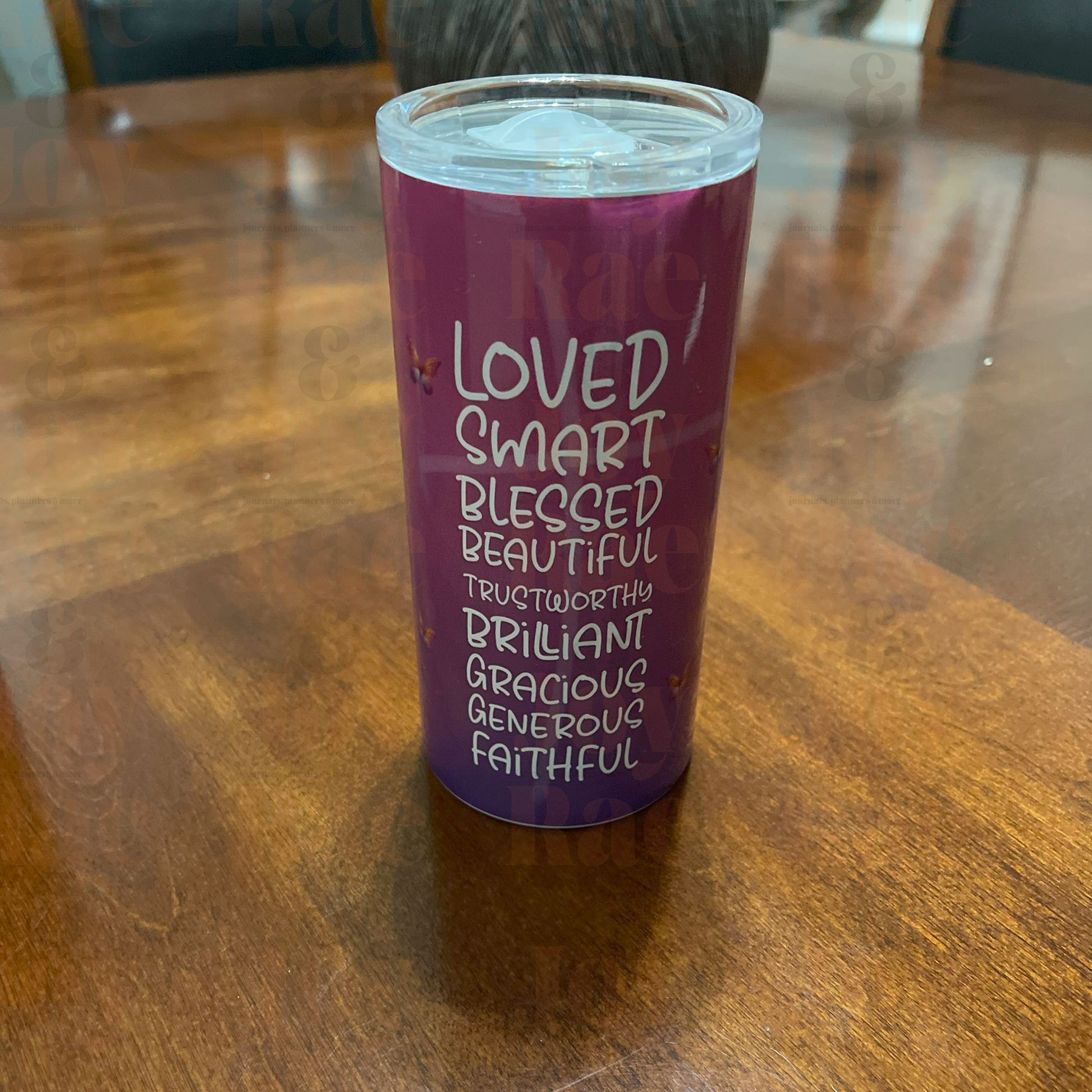 God Girl 12 Oz Tumbler With Affirmations | Pink & Purple Gradient Christian Motivational Drinkware