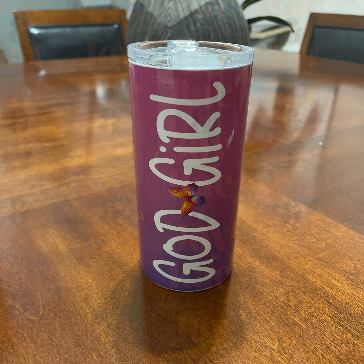 God Girl 12 Oz Tumbler With Affirmations | Pink & Purple Gradient Christian Motivational Drinkware