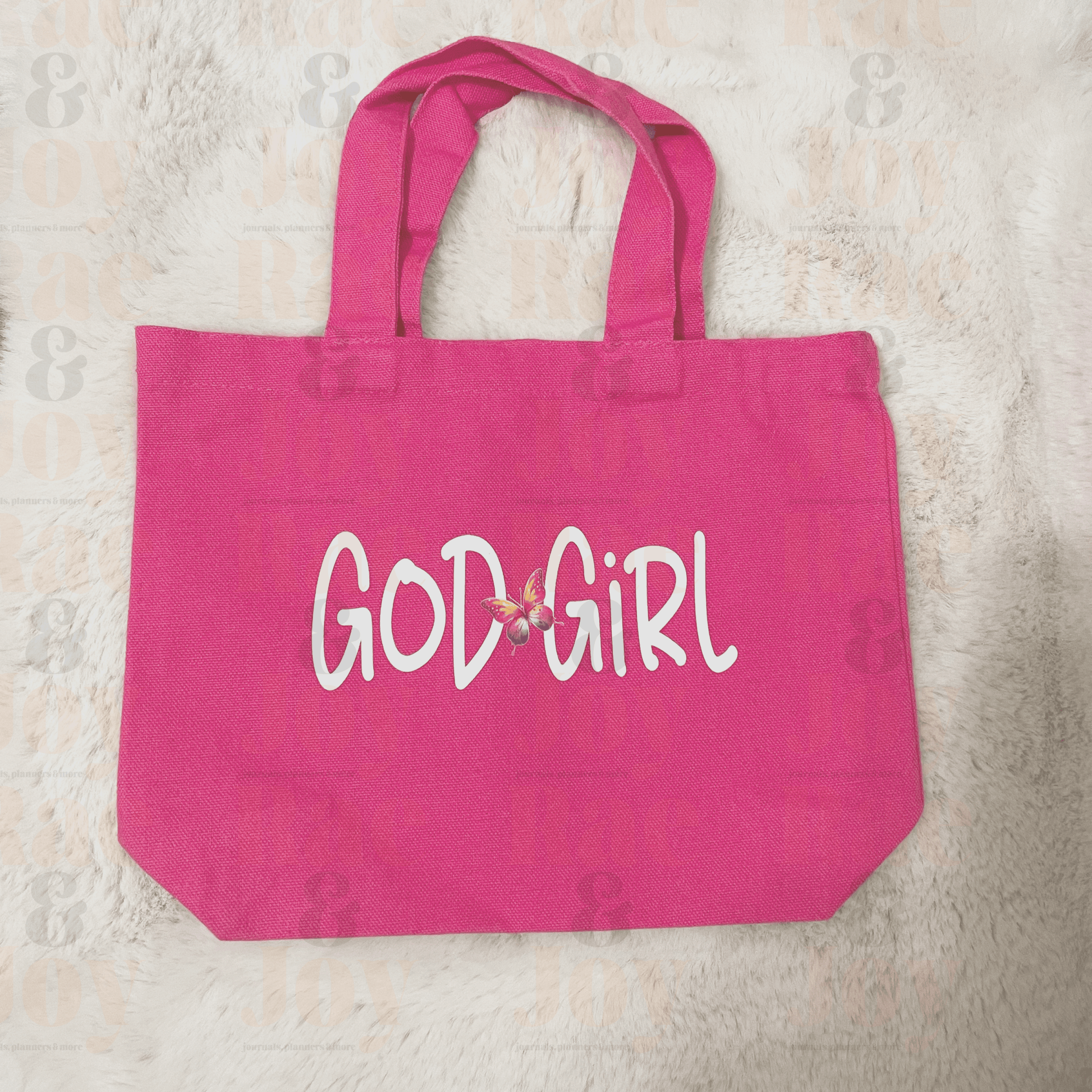 God Girl Small Canvas Tote Bag - Bright Pink 100% Cotton 10.75’X8’ Perfect For Everyday Use Bags