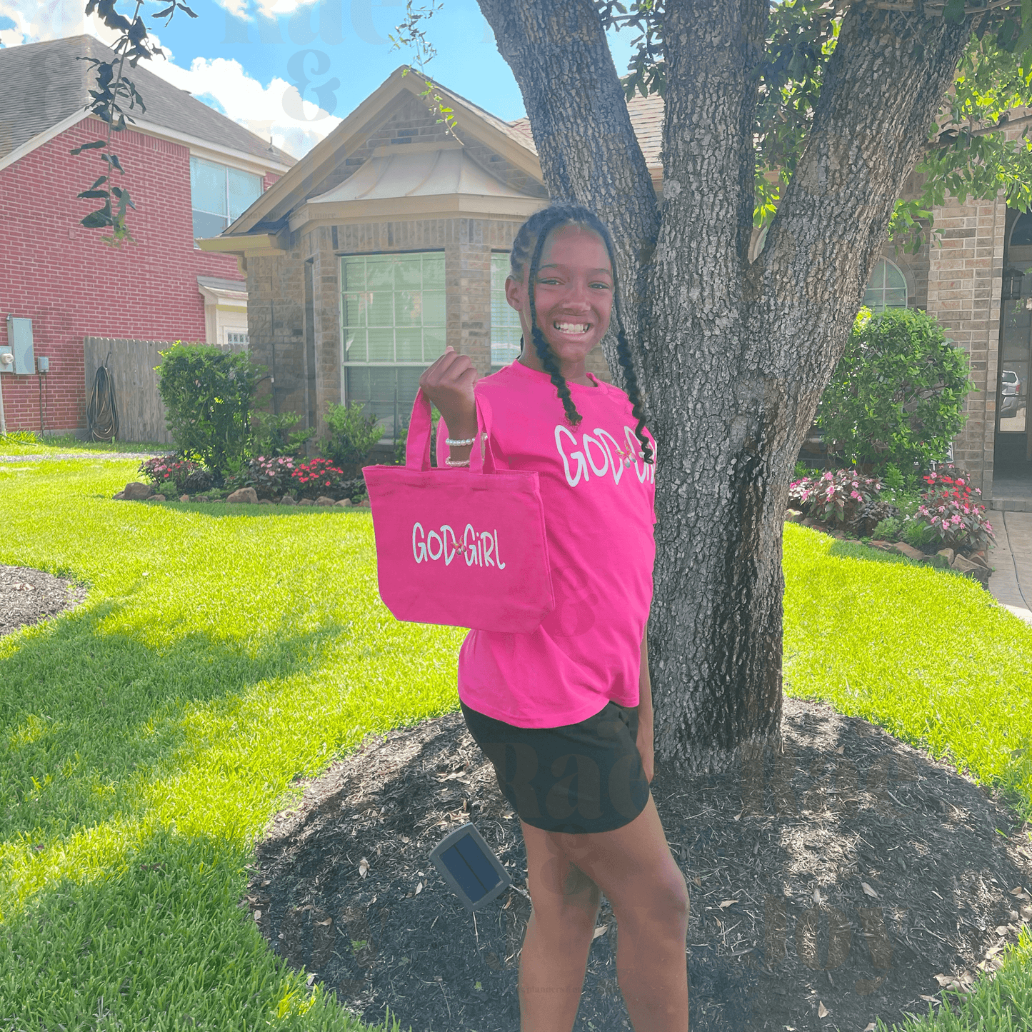 God Girl Small Canvas Tote Bag - Bright Pink 100% Cotton 10.75’X8’ Perfect For Everyday Use Bags