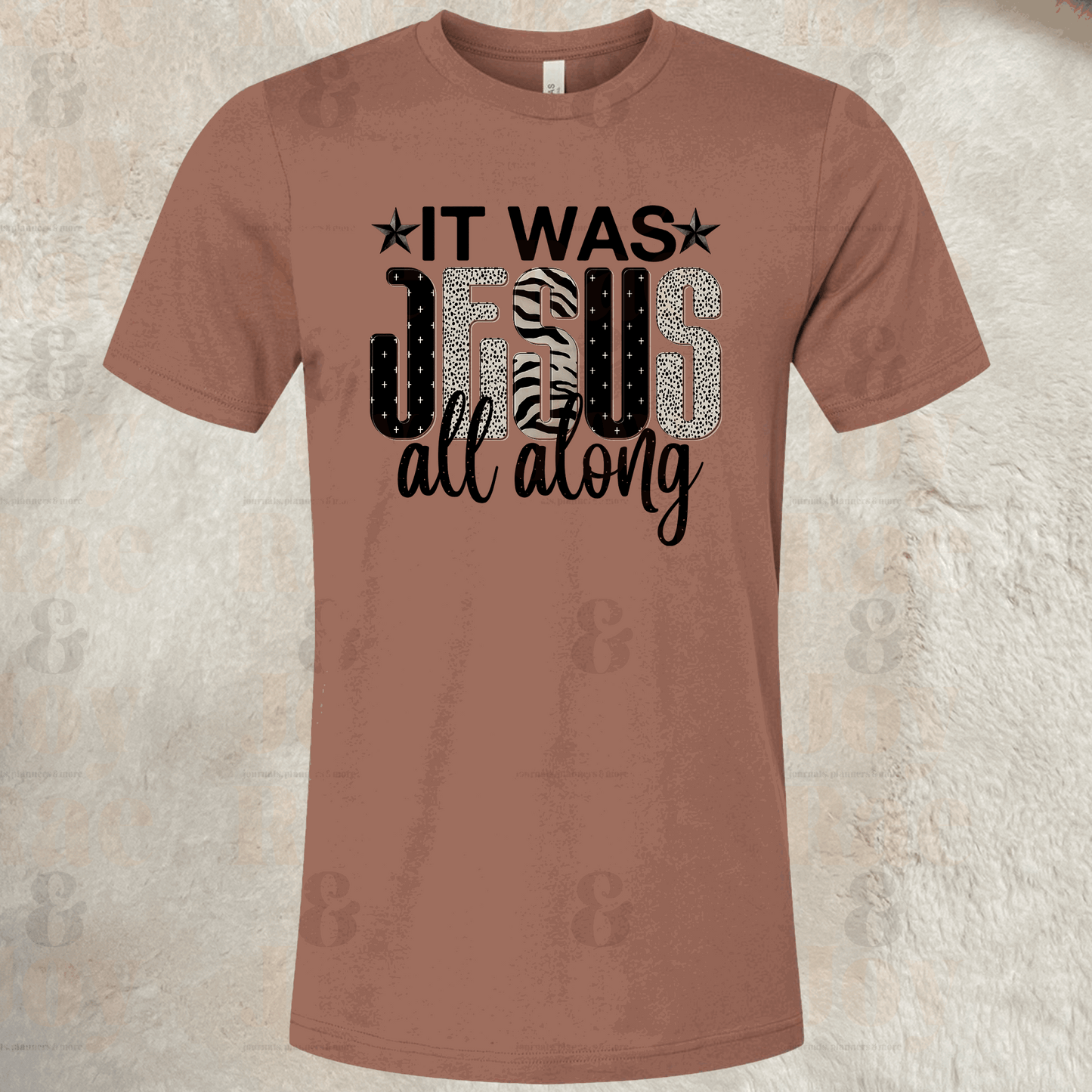 It Was Jesus All Along – Bold Christian T-Shirt – Bella+Canvas 3001 Unisex Tee Chestnut