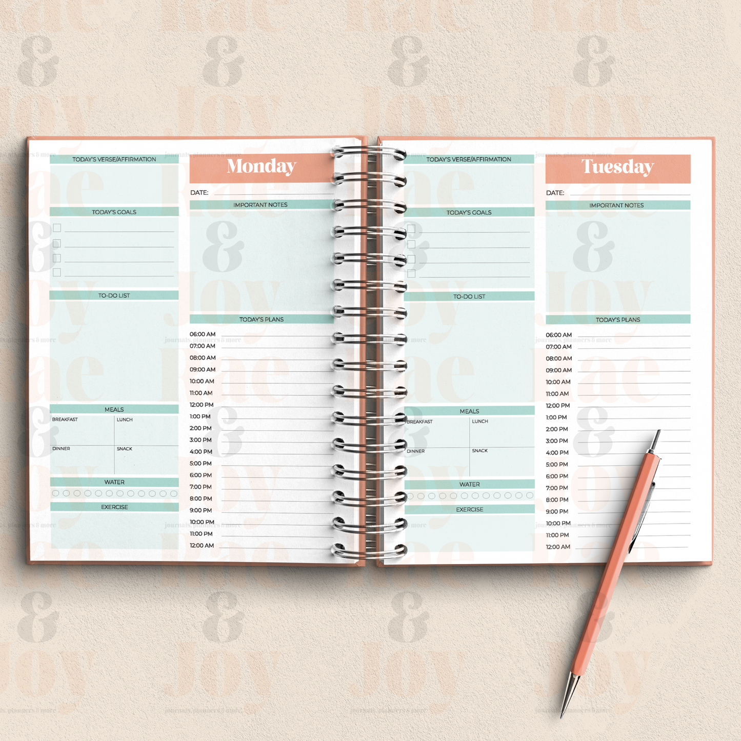 It’s A Plan Undated Daily Journal – Track Goals Health & Schedule Journals/Planners