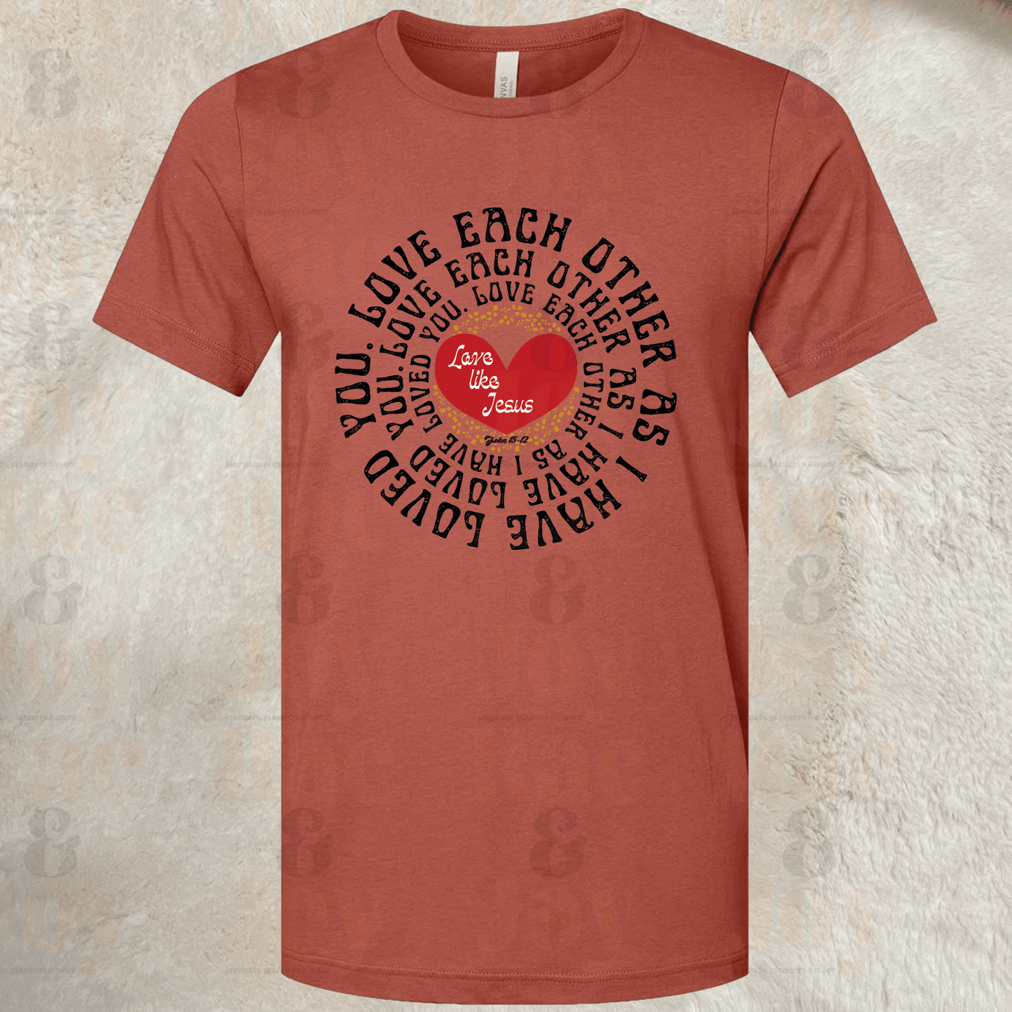 Love Each Other As I Have Loved You – Christian T-Shirt – Bella+Canvas 3001 Unisex Tee Clay