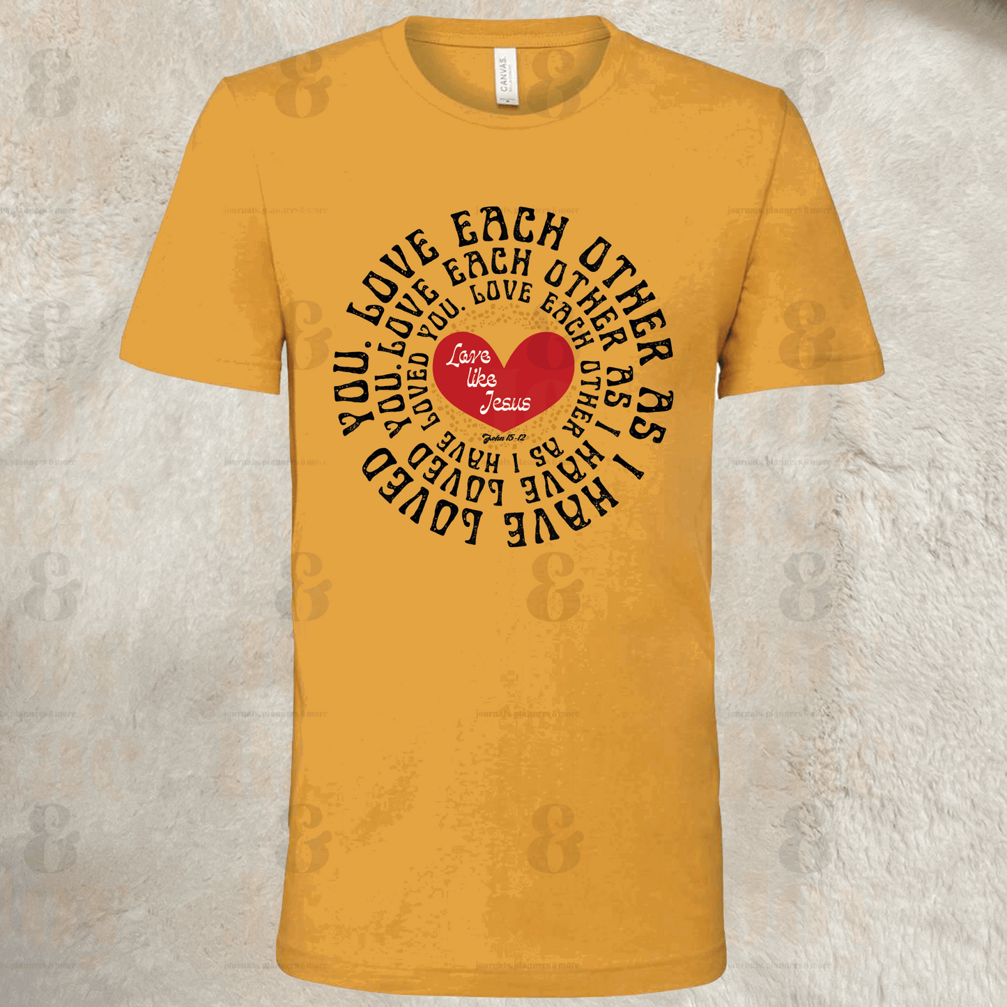Love Each Other As I Have Loved You – Christian T-Shirt – Bella+Canvas 3001 Unisex Tee Mustard