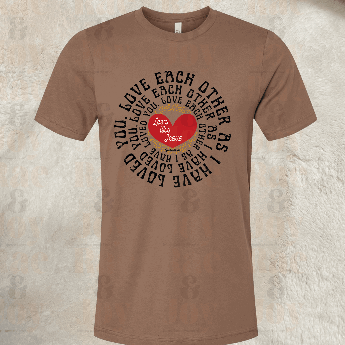 Love Each Other As I Have Loved You – Christian T-Shirt – Bella+Canvas 3001 Unisex Tee Vintage Brown