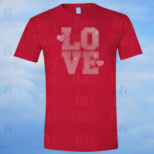 LOVE White Spangle T-Shirt – Sparkle Heart Design | Gildan Softstyle | Limited Quantity T-Shirts