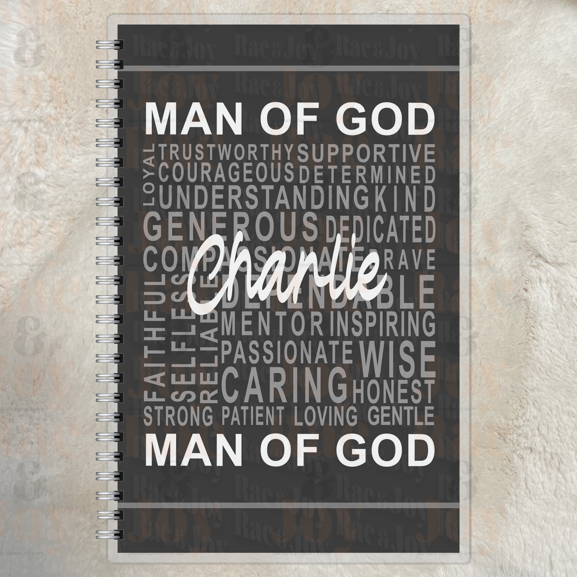 Man of God Christian Affirmation Journal – Lined Laminated (Name Title or No Personalization) Journals/Planners