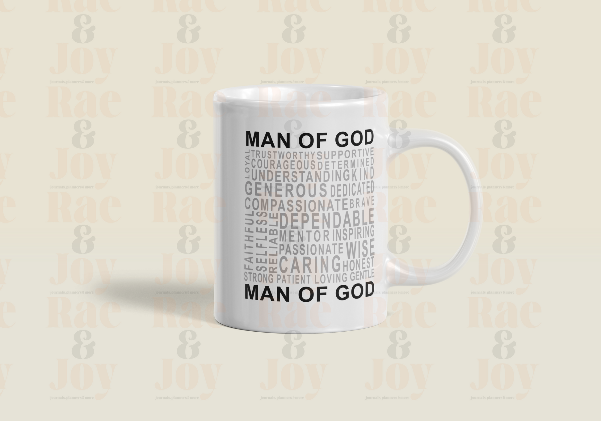 Man of God Christian Affirmation Mug – 15 oz Ceramic (Name or No Personalization) + Micah 6:8 Mug