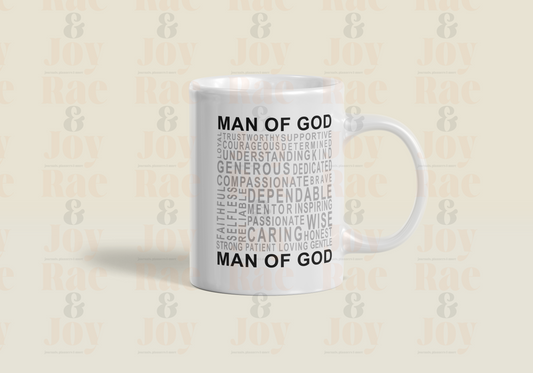 Man of God Christian Affirmation Mug – 15 oz Ceramic (Name or No Personalization) + Micah 6:8 Mug