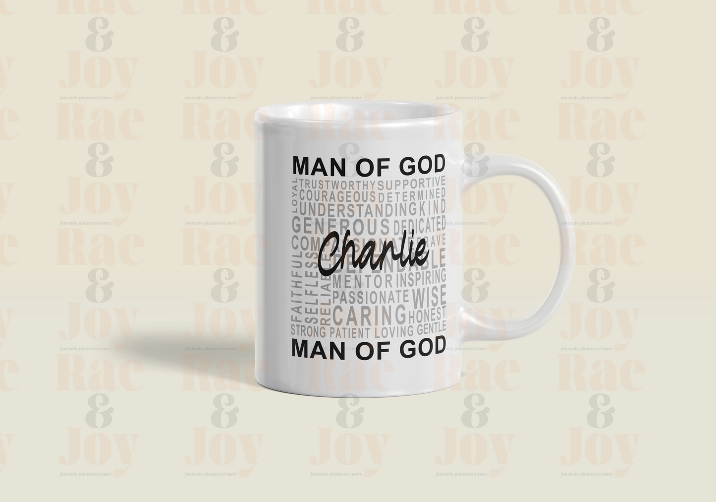 Man of God Christian Affirmation Mug – 15 oz Ceramic (Name or No Personalization) + Micah 6:8 Mug