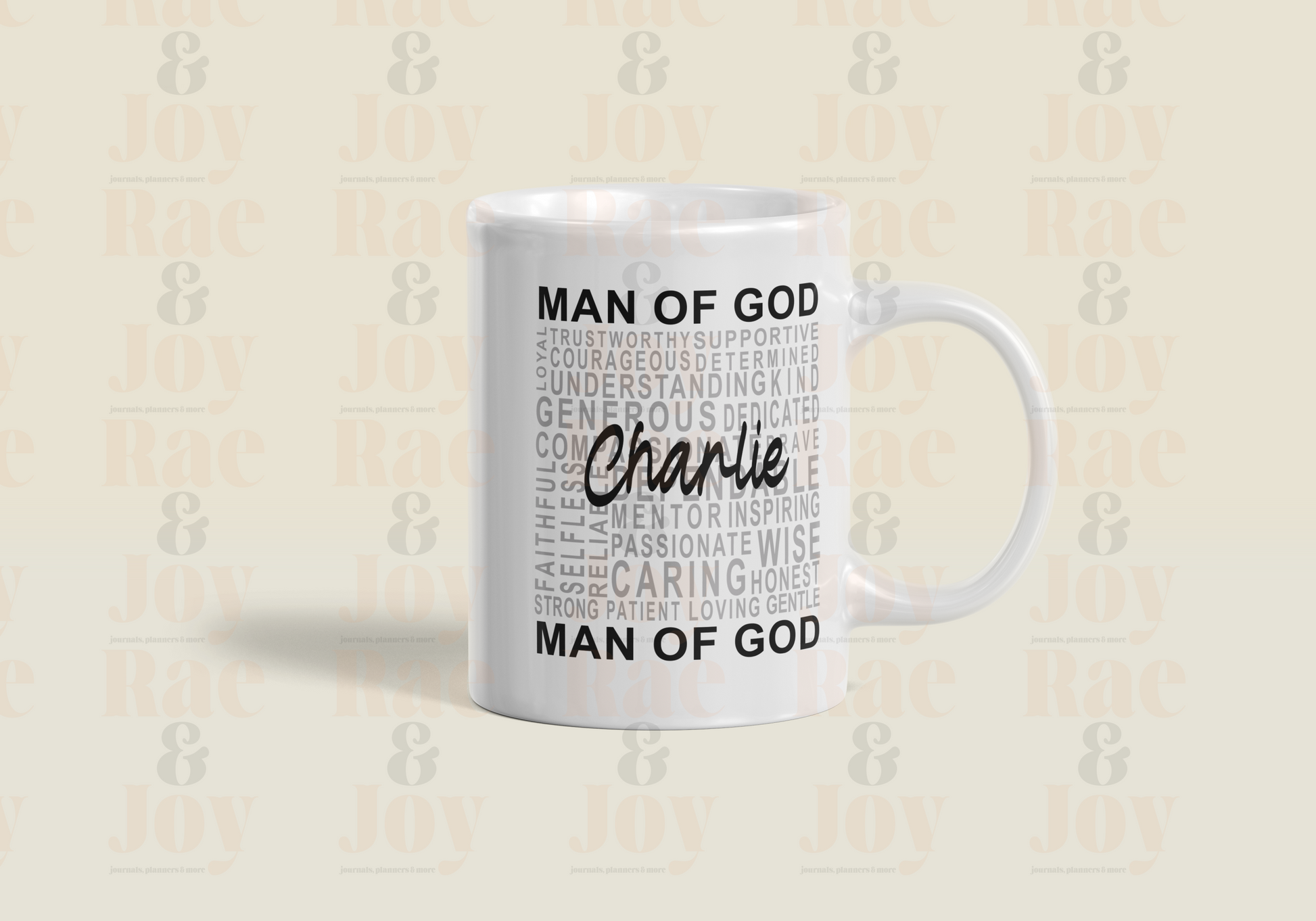 Man of God Christian Affirmation Mug – 15 oz Ceramic (Name or No Personalization) + Micah 6:8 Mug