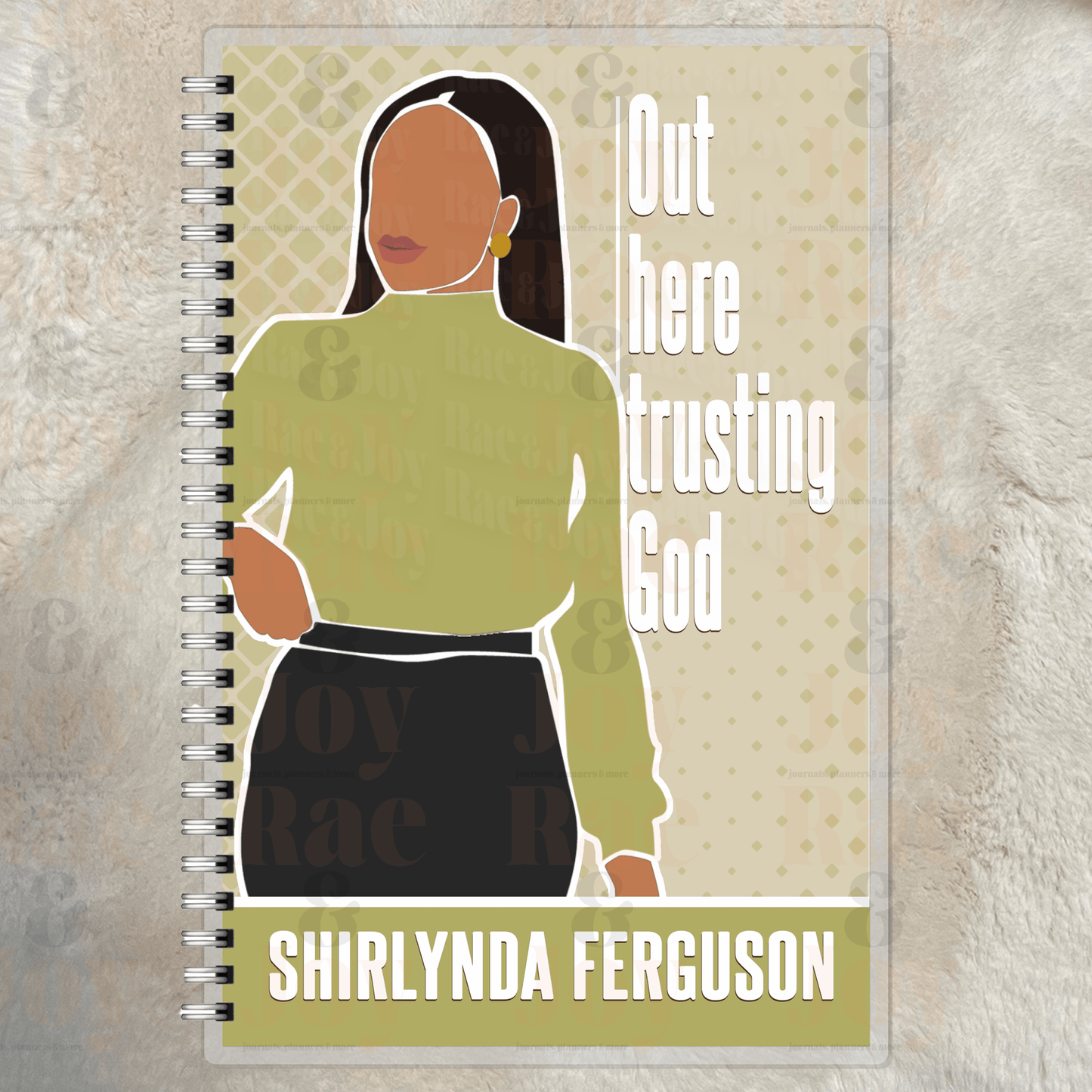 Out Here Trusting God - Personalized Journal With Stylish Woman Cover 125 Pages Laminated 8 Designs