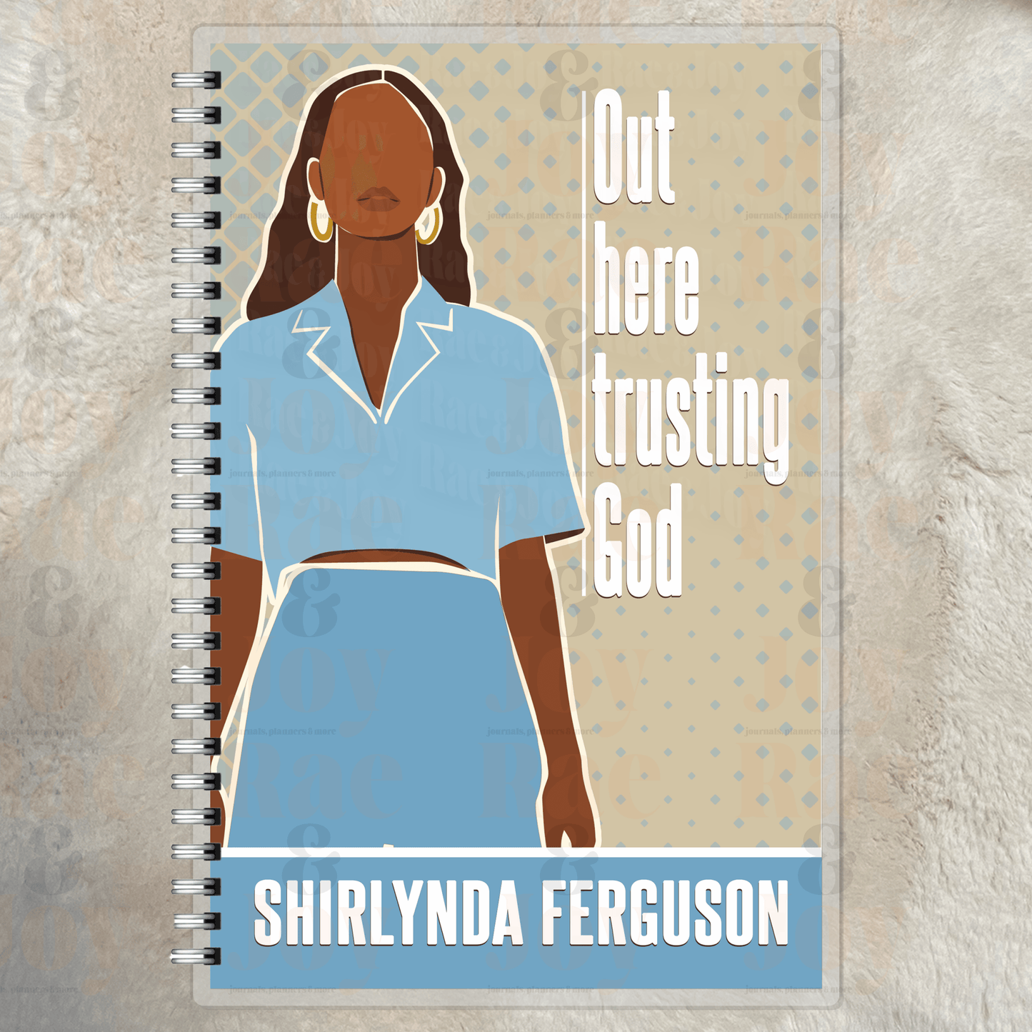 Out Here Trusting God - Personalized Journal With Stylish Woman Cover 125 Pages Laminated 8 Designs