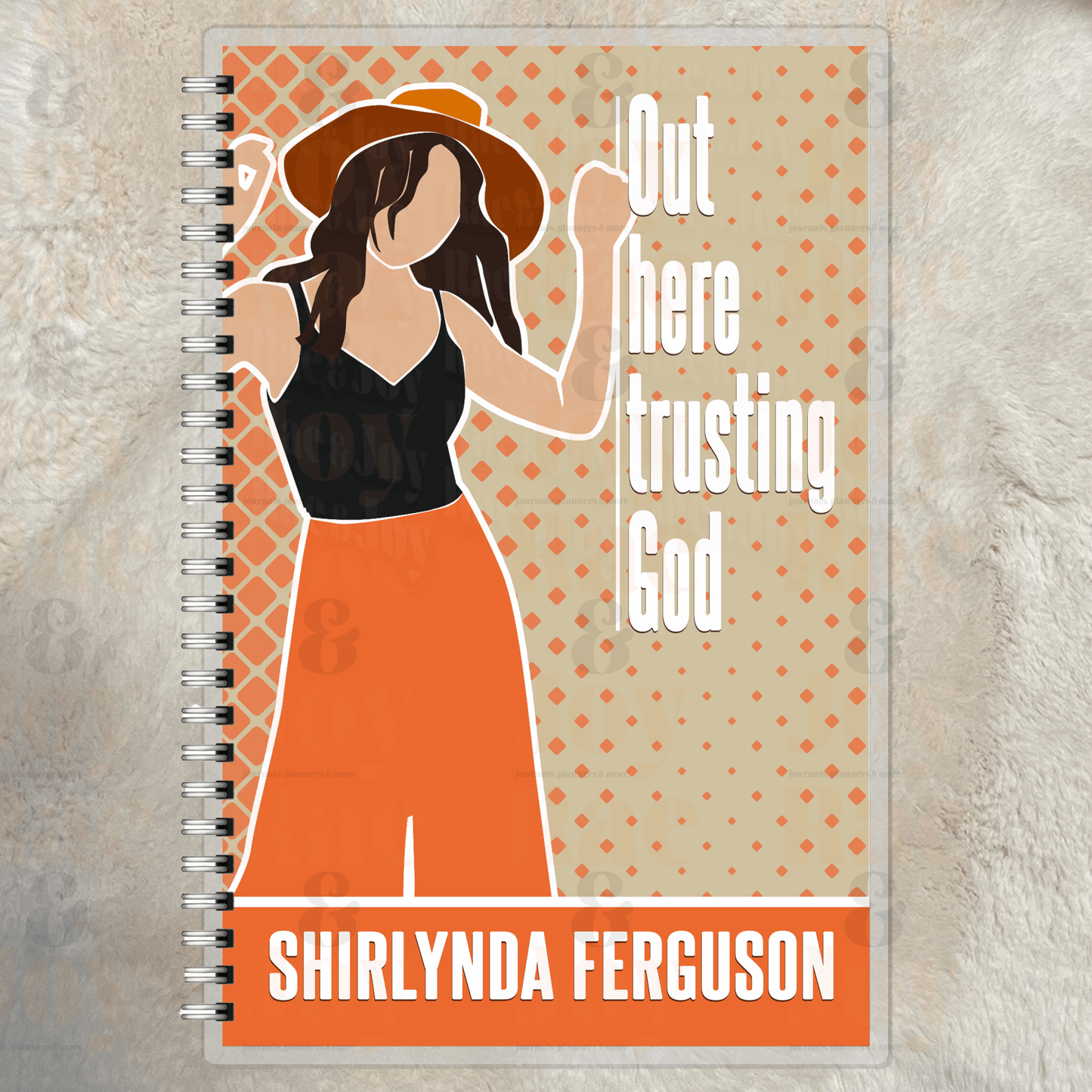 Out Here Trusting God - Personalized Journal With Stylish Woman Cover 125 Pages Laminated 8 Designs