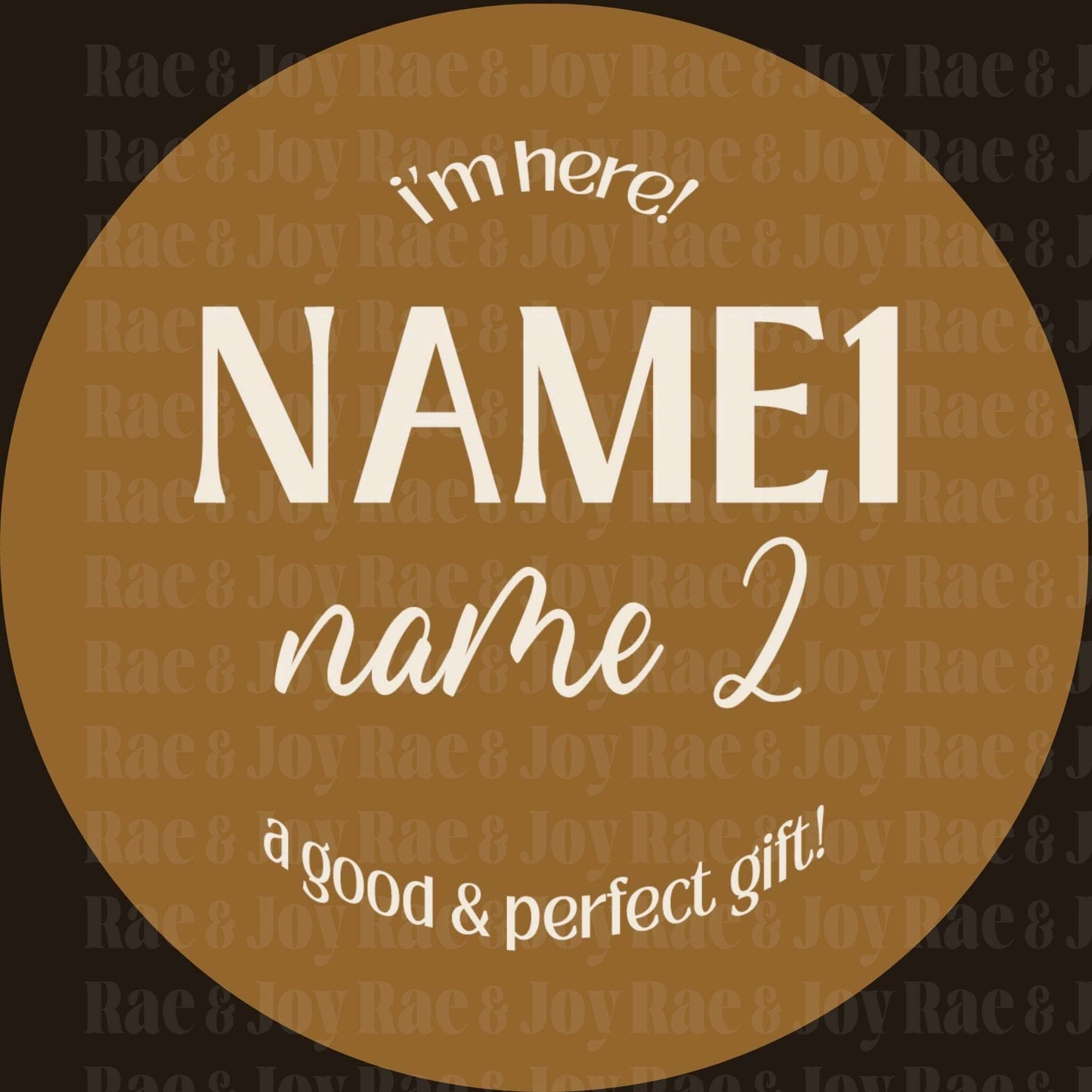 Personalized Baby Name Announcement Sign 3.5 & 6 (Oh Baby! Collection) / Here Brown Toddler