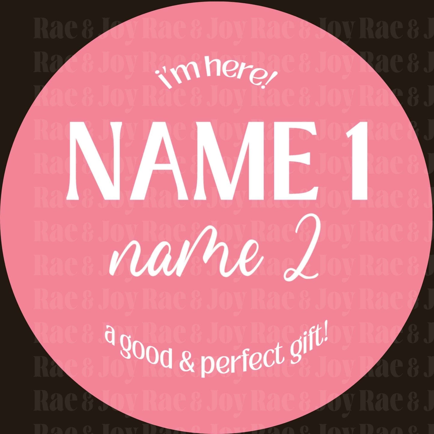 Personalized Baby Name Announcement Sign 3.5 & 6 (Oh Baby! Collection) / Here Dark Pink Toddler