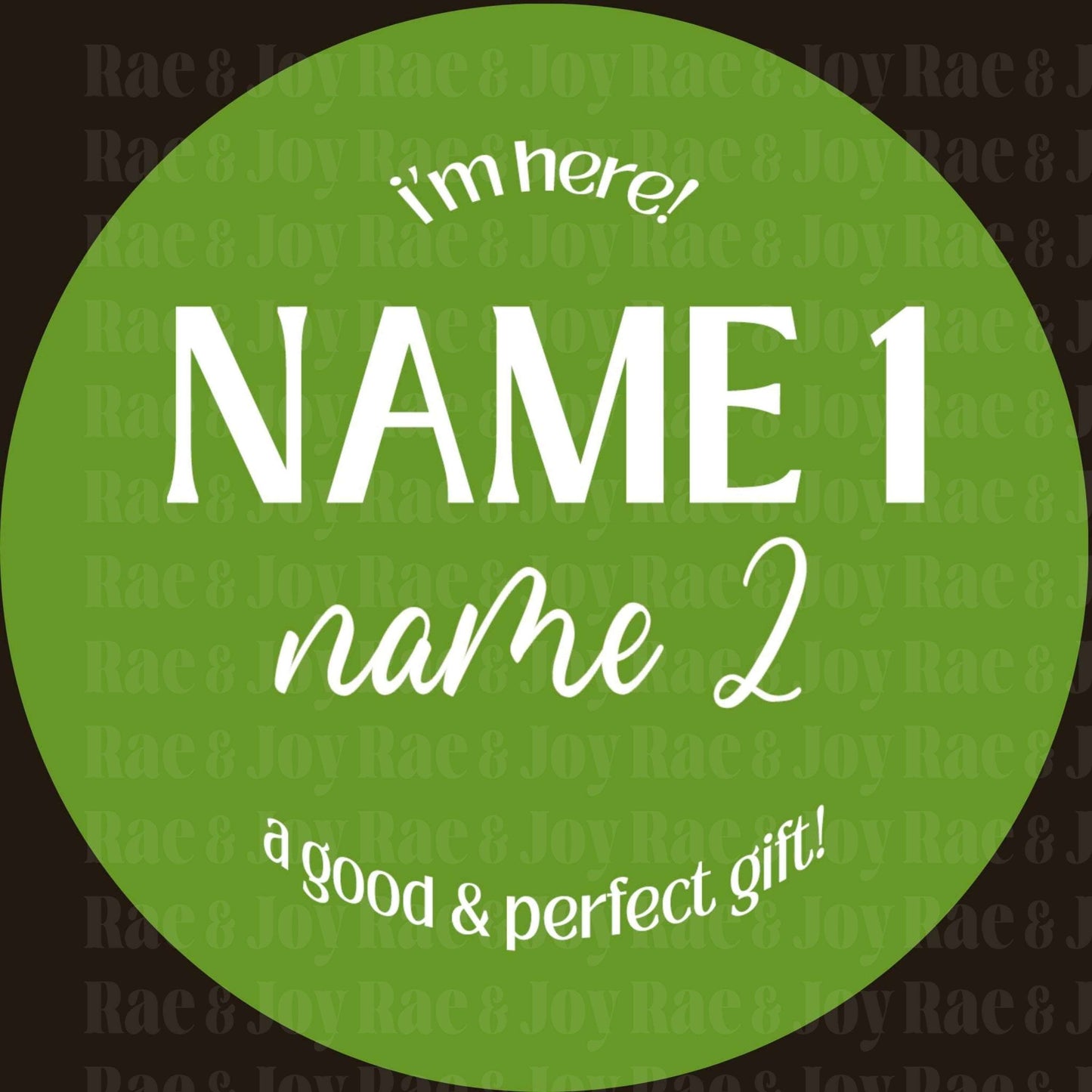 Personalized Baby Name Announcement Sign 3.5 & 6 (Oh Baby! Collection) / Here Green Toddler