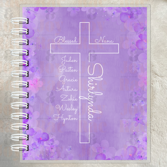 Personalized Blessed Cross Floral Journal – Mother’s Day Gift for Mom Nana Grandma Aunt – Custom with Kids’ Names –