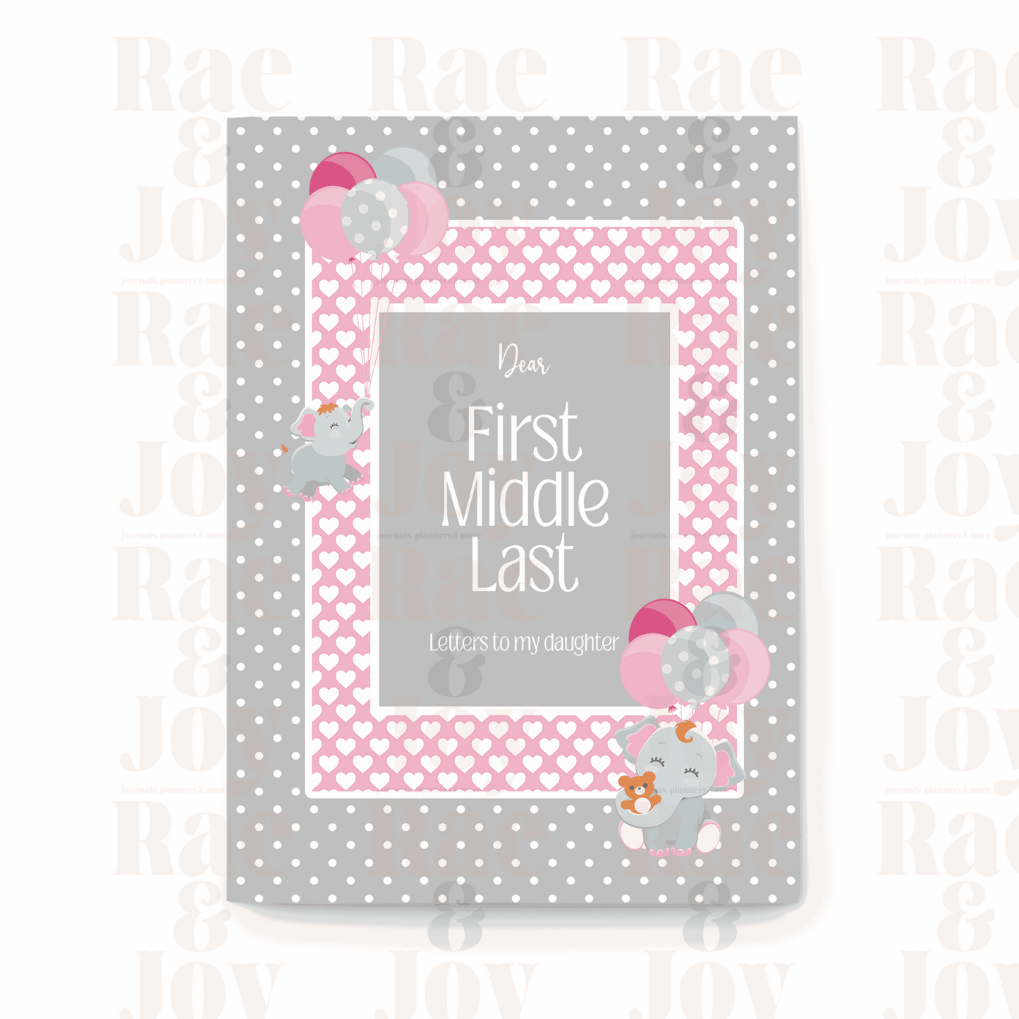 Personalized Custom Hardcover Letters To Baby Journal (Oh Baby! Collection) Pink Paper Products