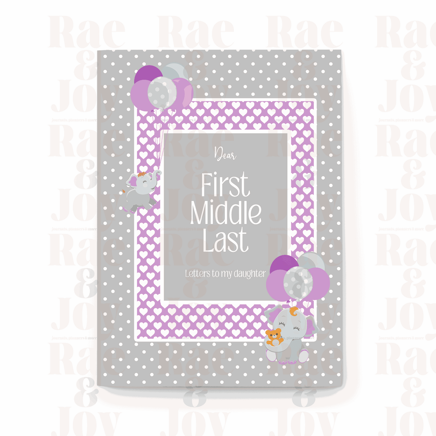 Personalized Custom Hardcover Letters To Baby Journal (Oh Baby! Collection) Purple Paper Products