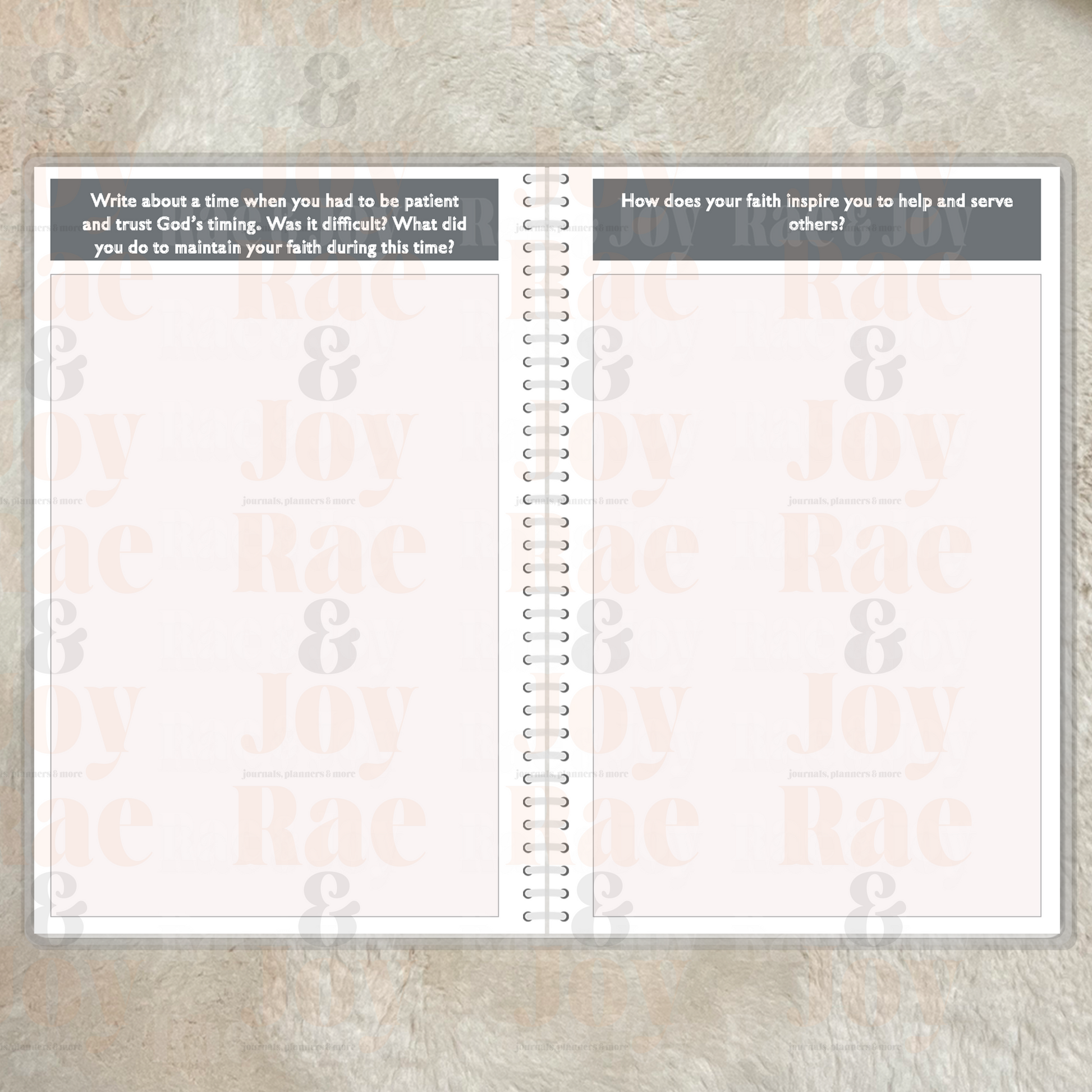 Personalized Faith Reflection Journal - 50 Guided Prompts Handcrafted Customizable Pink & Gray