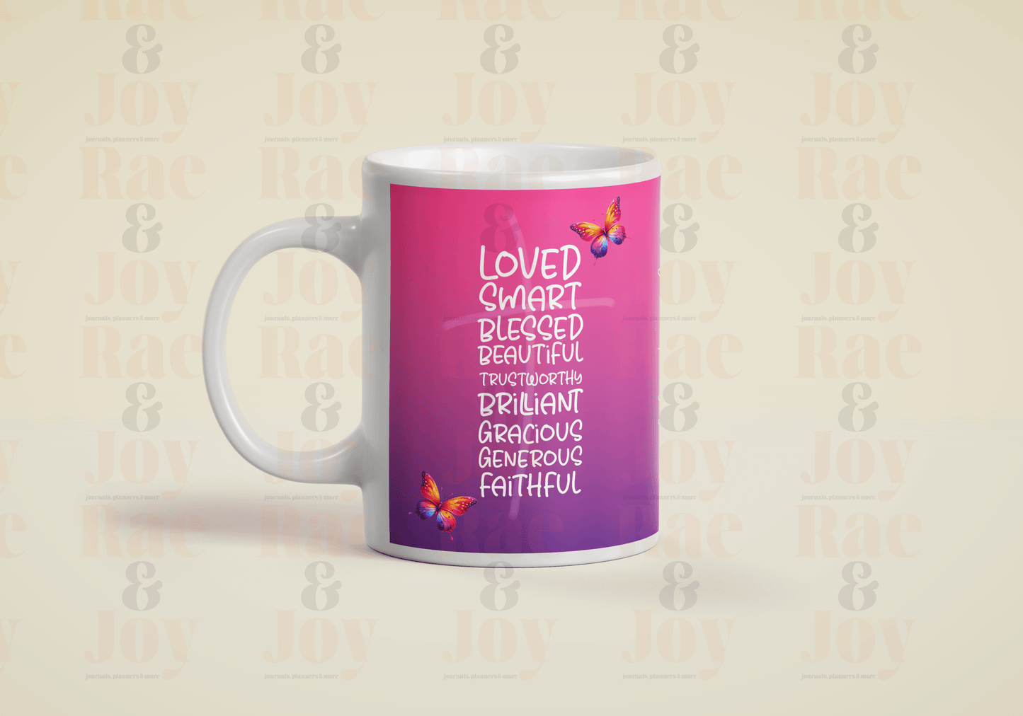 Personalized ’God Girl’ 15 Oz Ceramic Mug - Pink & Purple Gradient Dishwasher Microwave Safe