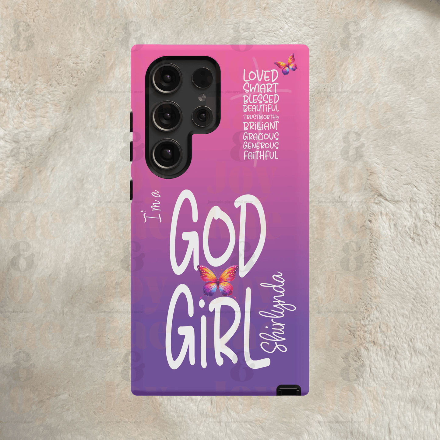 Personalized God Girl Phone Case - Custom Galaxy S22 S23 & S24 Cover With Pink And Purple Gradient