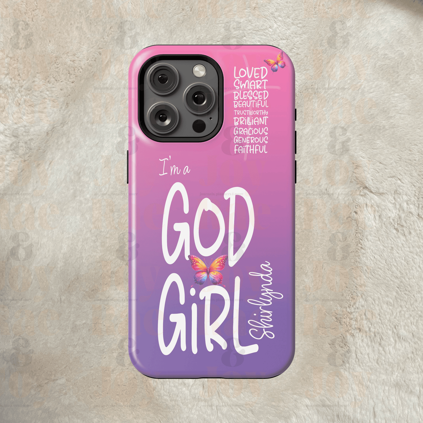 Personalized God Girl Phone Case - Custom Iphone Cover With Pink And Purple Gradient Affirmations &