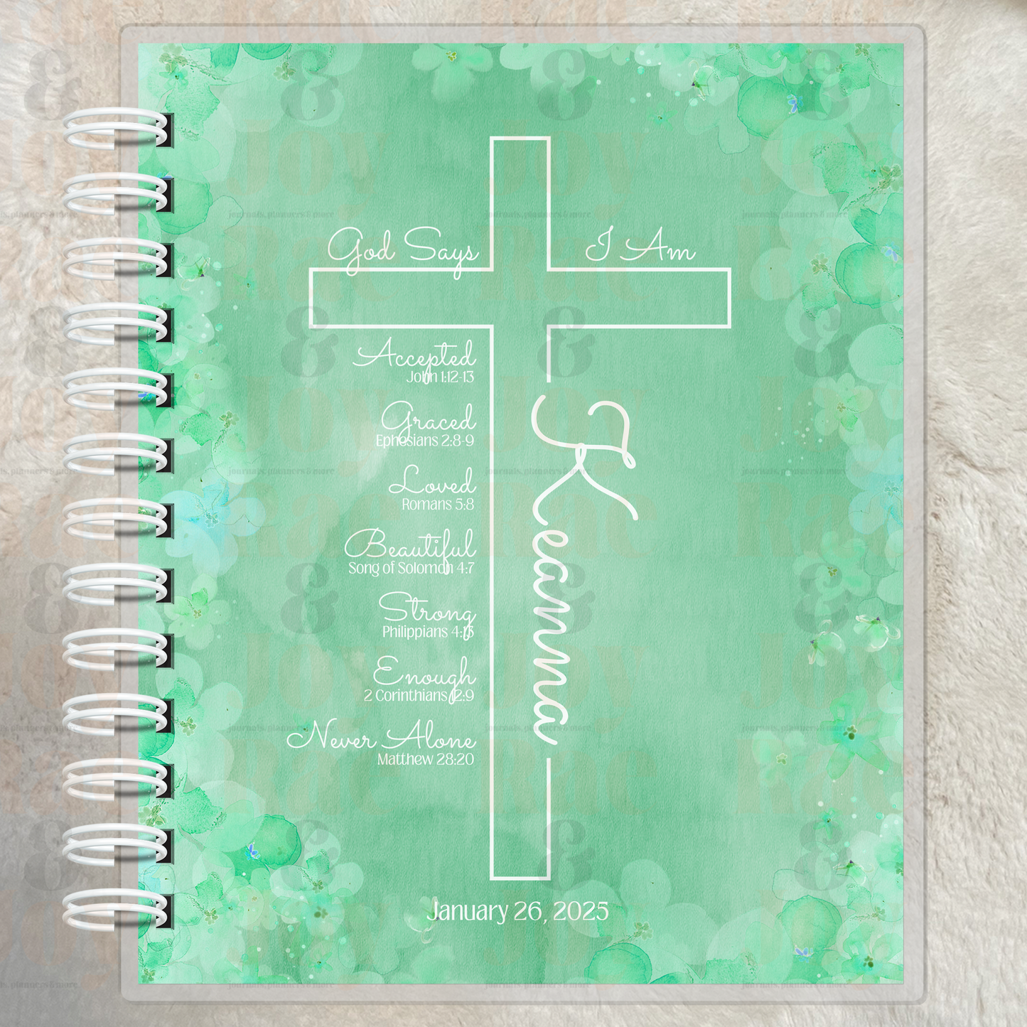 Personalized God Says I Am Cross Affirmation Journal – Baptism Birthday & Special Occasion Gift