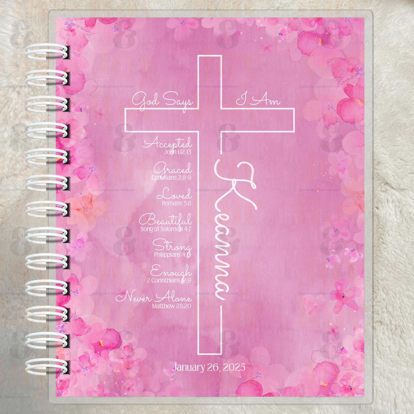 Personalized God Says I Am Cross Affirmation Journal – Baptism Birthday & Special Occasion Gift