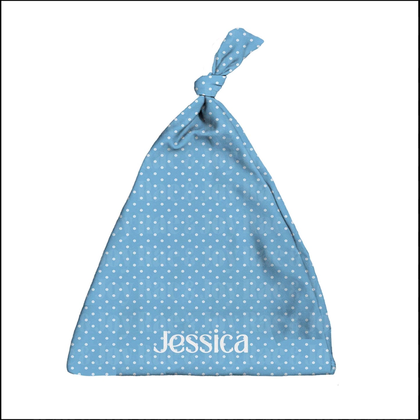 Personalized Knotted Baby Beanie (Oh Baby! Collection) Blue Dotes Accessories