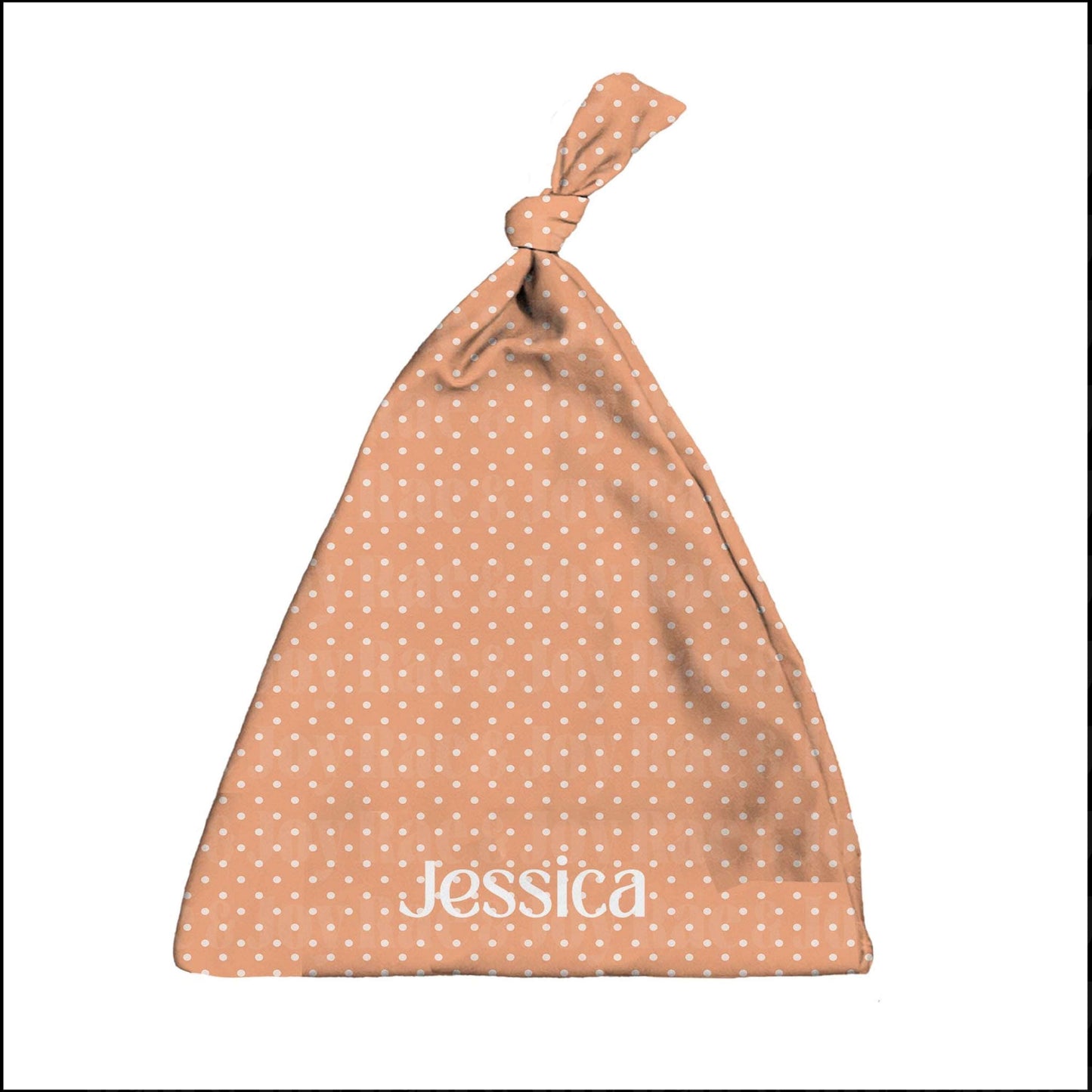 Personalized Knotted Baby Beanie (Oh Baby! Collection) Orange Dots Accessories