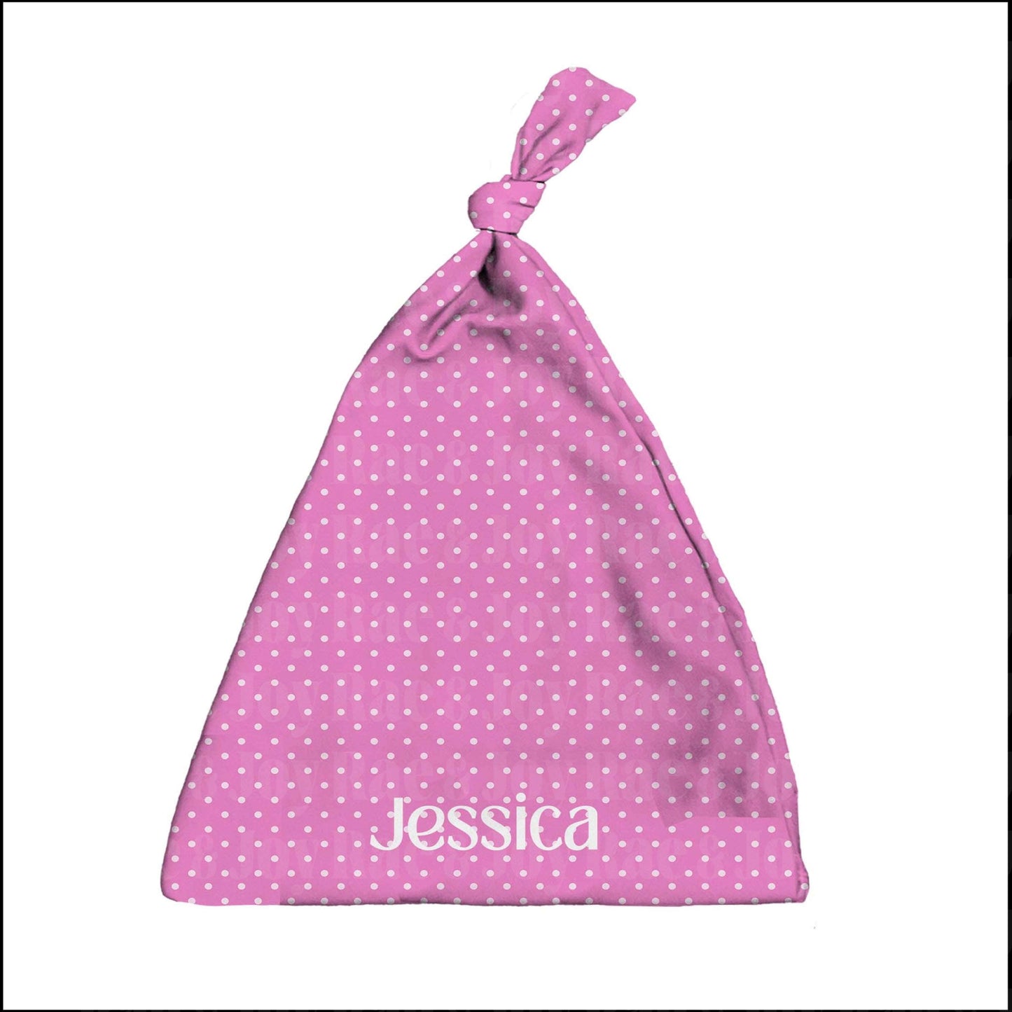 Personalized Knotted Baby Beanie (Oh Baby! Collection) Pink Dots Accessories